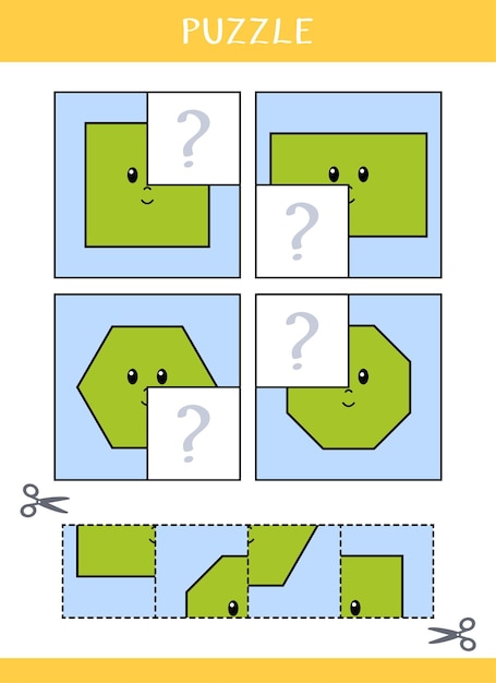 Puzzle pour enfants Couper et coller feuille de travail vectorielle