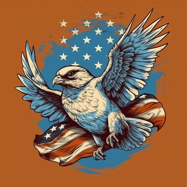 Pygargue à tête blanche avec illustration de drapeau américain