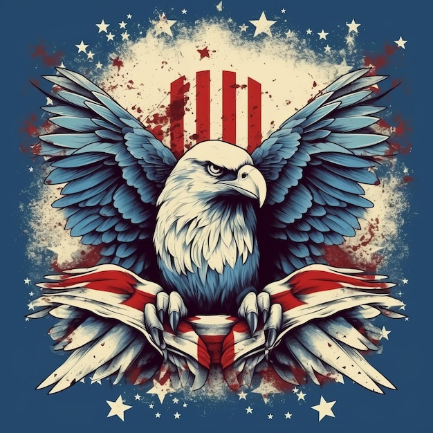 Pygargue à tête blanche avec illustration de drapeau américain