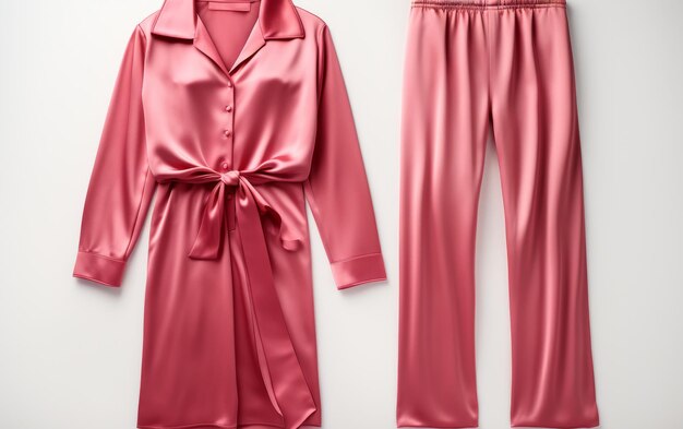 Pyjama de soie luxueux sur fond blanc