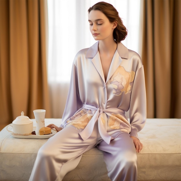 Ces pyjamas en soie pour femmes sont une combinaison parfaite pour un costume de nuit en soie.