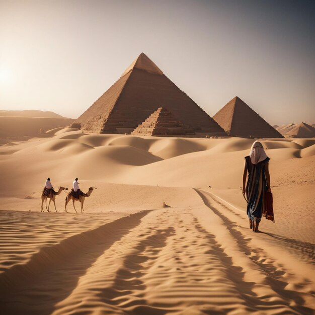 La pyramide de l'ancienne Égypte dans le désert de sable