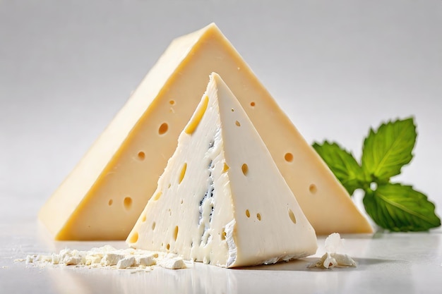 Une pyramide de différents types de fromage