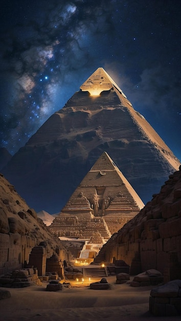 Pyramide égyptienne en vue de nuit