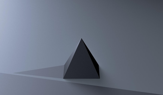 Pyramide à figure géométrique avec ombre Concept abstrait sombre Bannière de pyramide rendu 3D