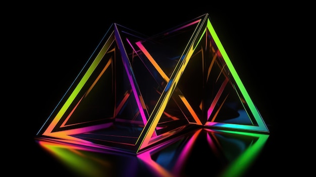 Une pyramide de néons avec le mot lumière dessus
