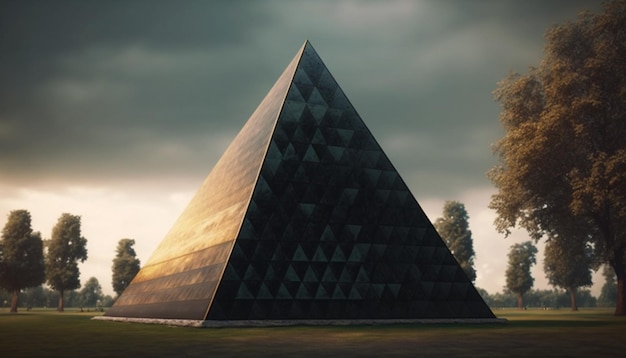 pyramide sur une pelouse