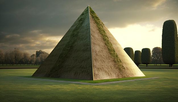 pyramide sur une pelouse