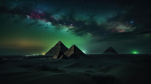 Les pyramides de gizeh la nuit