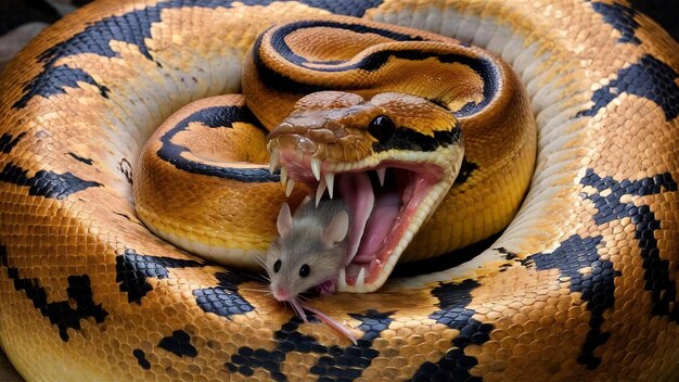 Python royal python ball python python regius mangeant une souris