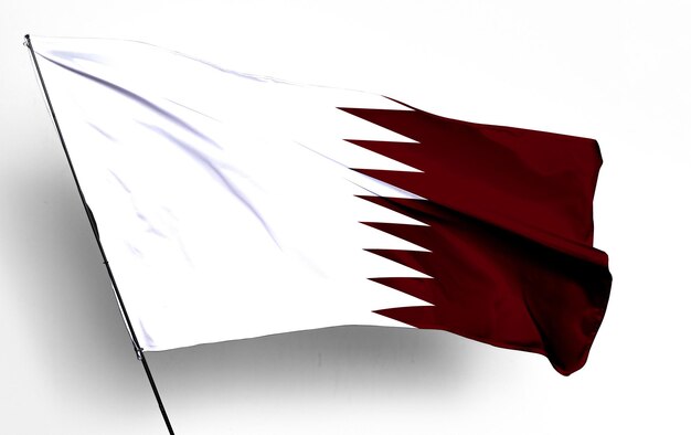 Photo qatar 3d agitant le drapeau et le fond blanc image