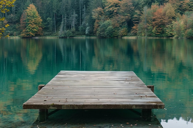 Le quai du lac à l'arrière-plan avec des eaux sereines