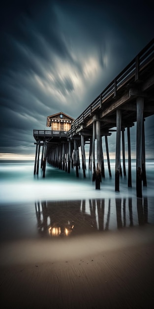 Le quai de la plage de Californie capturé dans une photographie à longue exposition