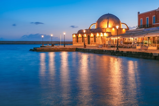 Quai vénitien de nuit, Chania, Crète