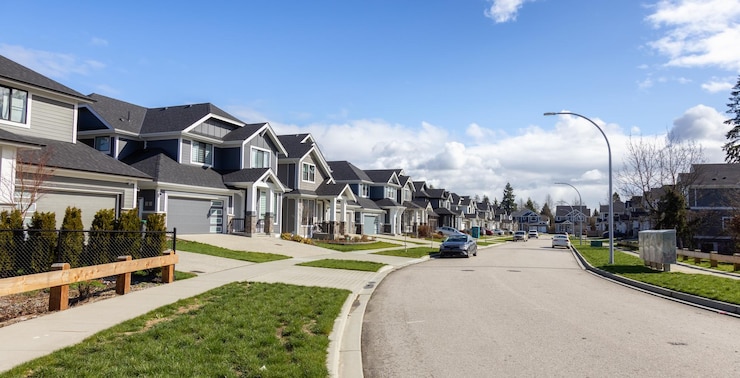 Photo quartier résidentiel street in modern city suburbs
