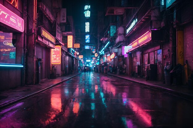 Quartier souterrain NeonLit de Metaverse Cyberpunk Alley