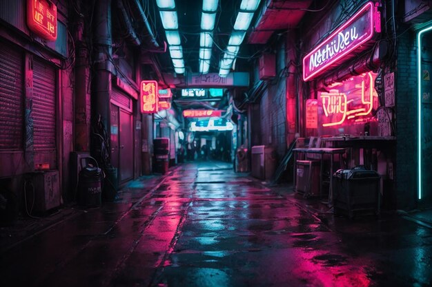 Quartier souterrain NeonLit de Metaverse Cyberpunk Alley