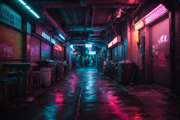 Quartier souterrain NeonLit de Metaverse Cyberpunk Alley