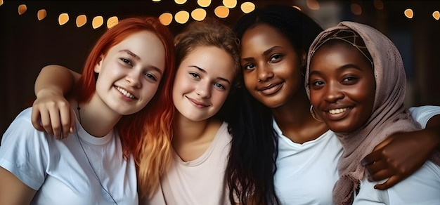 Photo quatre femmes sourient et posent pour une photo.