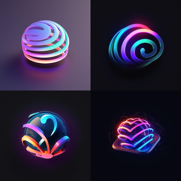 quatre images de logo en spirale irrégulière