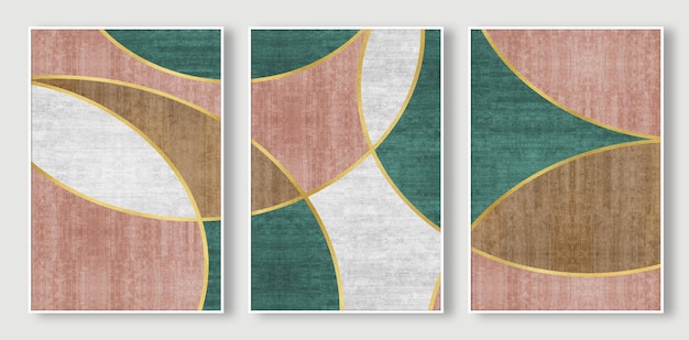 Quatre peintures d'un tapis de différentes couleurs et le mot art dessus.