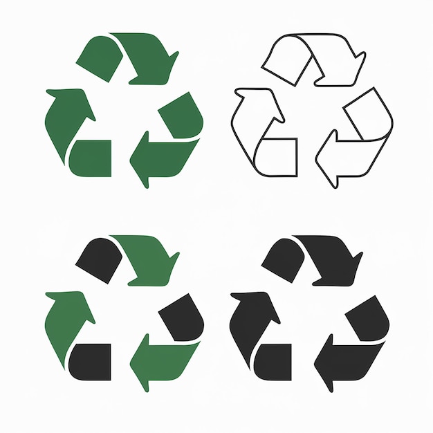 Photo quatre symboles de recyclage