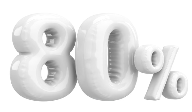 Quatre-vingts pour cent 80 texte en ballon illustration 3D