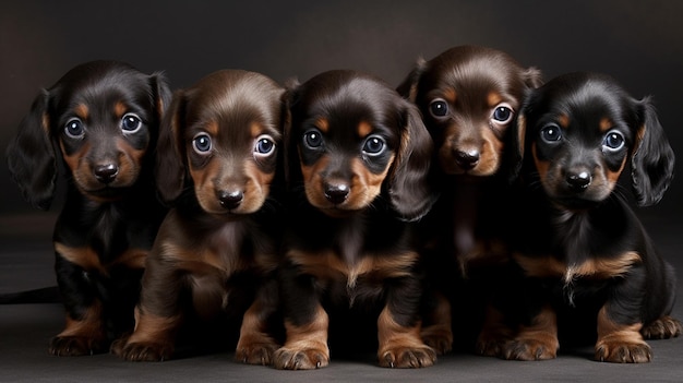 Quelques adorables chiots teckel excités Generative AI