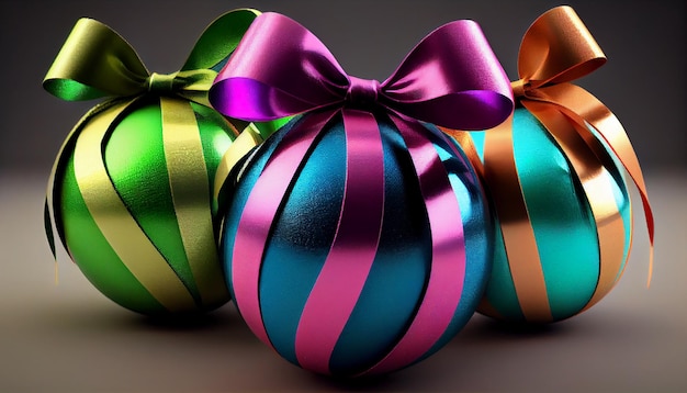 Quelques décorations colorées dont une qui dit "Noël" dessus