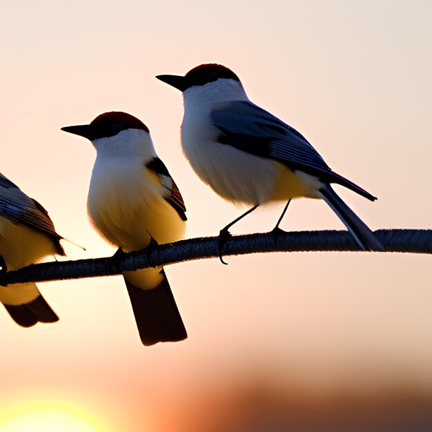 Photo quelques oiseaux posés dans une branche.