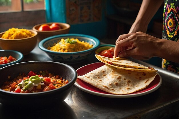 La quesadilla est préparée dans un train.