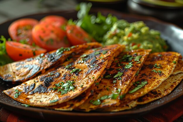 Quesadillas fraîchement cuites avec du guacamole