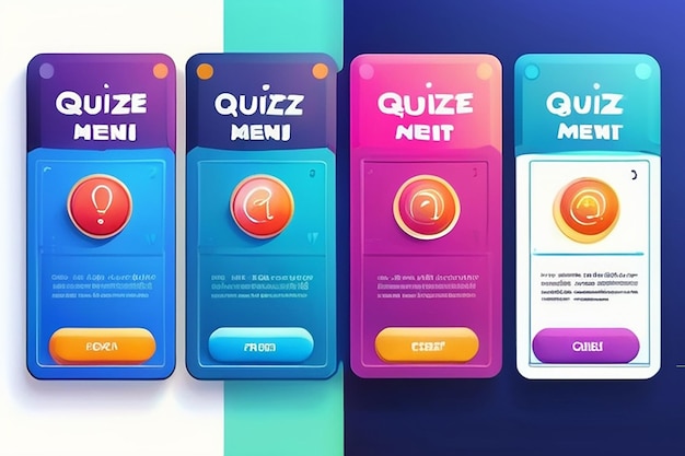 Photo questions de quiz et choix de menu de test interface vectorielle d'un jeu cognitif numérique moderne