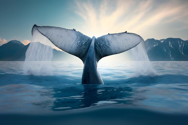 queue de baleine à la surface de l'eau