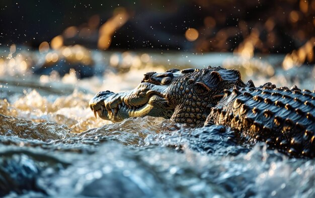 La queue de crocodile le propulse à une vitesse trompeuse à travers la rivière.