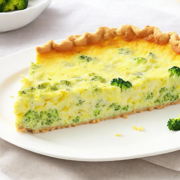 Photo quiche au brocoli sur une assiette blanche