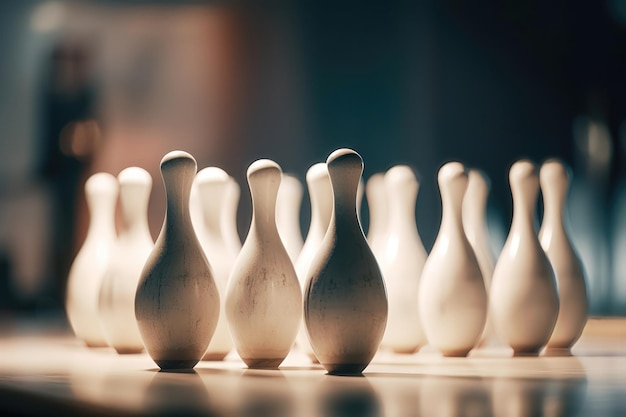 Quilles de bowling en mouvement générées par l'IA