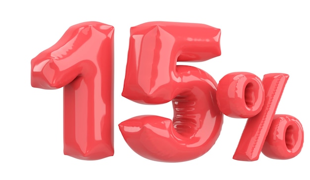 Quinze pour cent 15 texte en ballon illustration 3D
