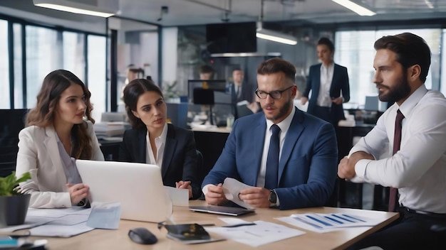 Équipe d'affaires travaillant au bureau et discutant de questions professionnelles