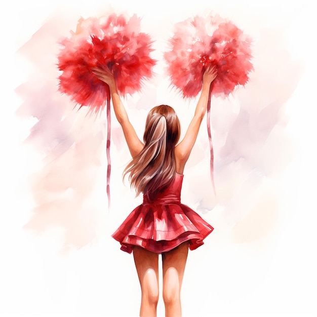 Équipe de cheerleading en arrière aquarelle isolée AI illustration générative