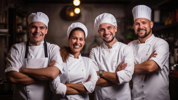 Équipe de chefs souriants