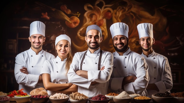 Équipe de chefs souriants