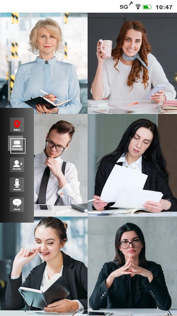 Équipe commerciale de chat vidéo de conférence mobile en ligne