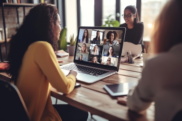 Équipe commerciale en vidéoconférence Réunion d'affaires lors d'une réunion par vidéoconférence IA générative