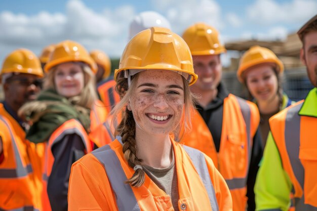 Équipe de constructeurs travaillant sur le chantier de construction Jour du travail et importance des travailleurs équipe de construction