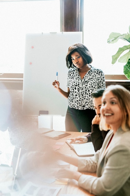 Équipe d'entreprise de démarrage remue-méninges dans la salle de réunion