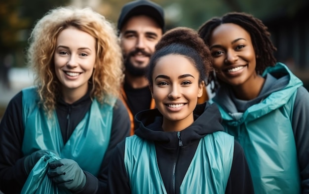 Équipe de jeunes travailleurs bénévoles IA générative