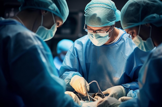 Équipe de médecins opérant un patient Concept de chirurgie et d'hôpital