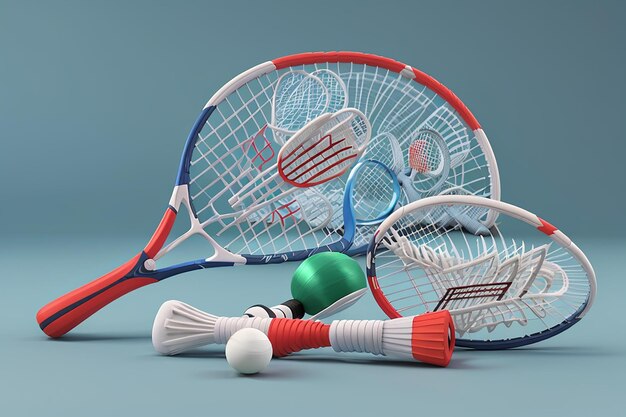 Équipement de badminton à rendu 3D