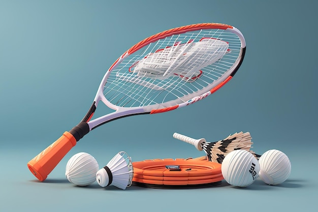 Équipement de badminton à rendu 3D
